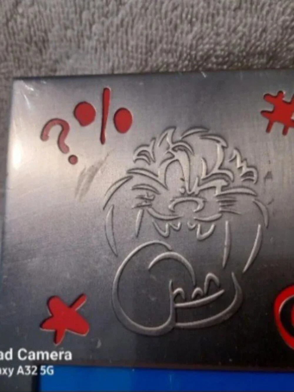 Vintage Looney tunes Tasmanian devil silver metal photo frame